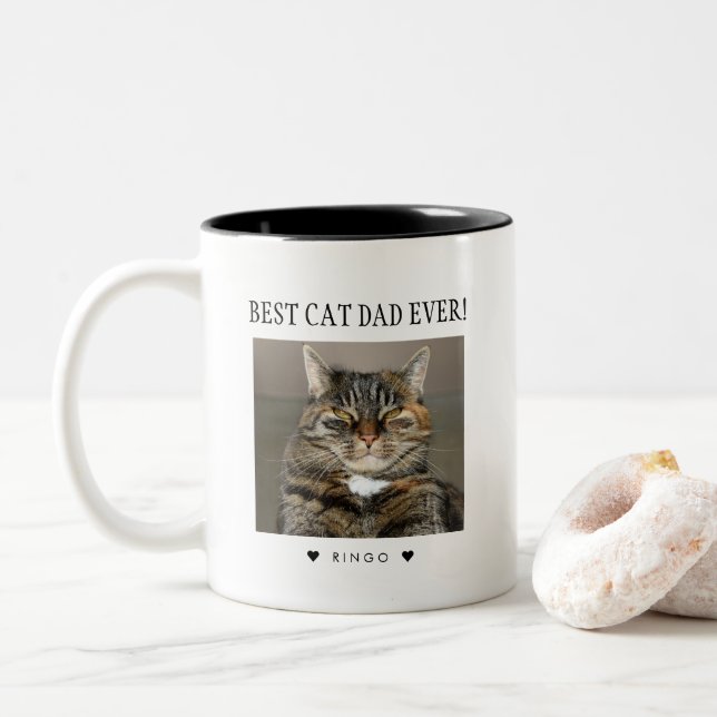 Best Cat Dad Ever Custom Cat photo cat dad mug (With Donut)
