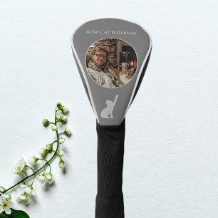Best Cat Dad Ever Custom Photo - Dark Grey  Golf Head Cover