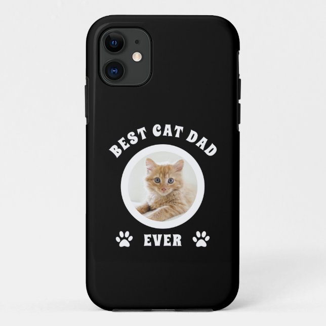 Best Cat Dad Ever Custom Photo Personalized Case-Mate iPhone Case (Back)