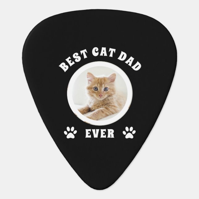 Best Cat Dad Ever Custom Photo Personalized Guitar Pick (Front)
