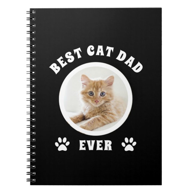 Best Cat Dad Ever Custom Photo Personalized Notebook (Front)