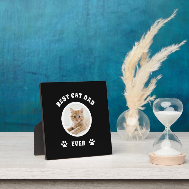 Best Cat Dad Ever Custom Photo Personalized Plaque (Insitu)