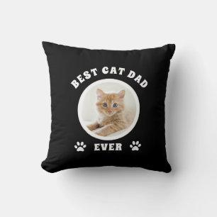 Best Cat Dad Ever Custom Photo Personalized Throw Pillow