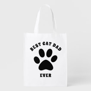 Best Cat Dad Ever Custom Text Personalized Grocery Bag