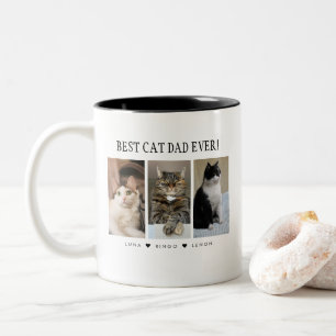 Best Cat Dad Ever Custom three photos Two-Tone Coffee Mug