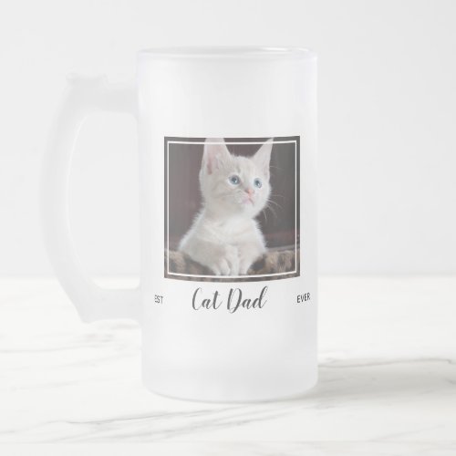 Best Cat Dad Ever _ Cute Pet Cat Photo Frosted Glass Beer Mug