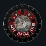Best Cat Dad Ever Dart Board<br><div class="desc">Colored background with Best cat dad ever. One center photo upload option. Easy to replace with your own cat photo! Fun and unique gift idea.</div>