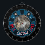 Best Cat Dad Ever Dart Board<br><div class="desc">Colored background with Best cat dad ever. One center photo upload option. Easy to replace with your own cat photo! Fun and unique gift idea.</div>