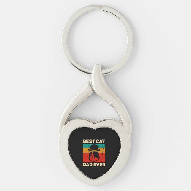 Best Cat Dad Ever Father s Day Gift Keychain (Front)