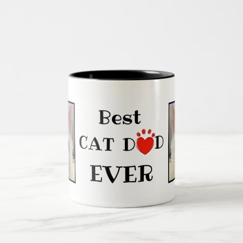 Best Cat Dad Ever Fathers Day Personalized Photo Two_Tone Coffee Mug
