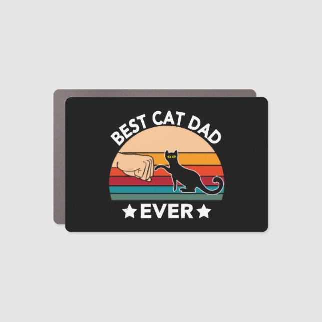 Best Cat Dad Ever Fist Bump Car Magnet (Front)