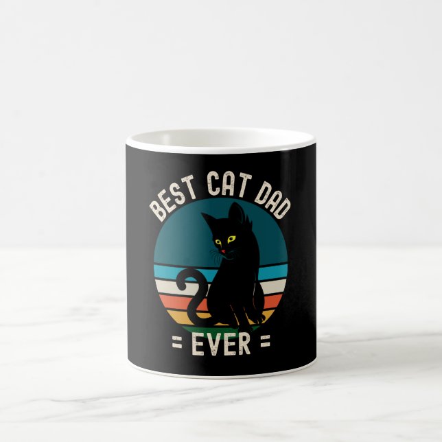 Best Cat Dad Ever Funny Black Cat Gift Coffee Mug (Center)