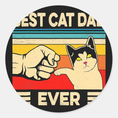 Best Cat Dad Ever Funny Cat Dad Father Vintage Classic Round Sticker
