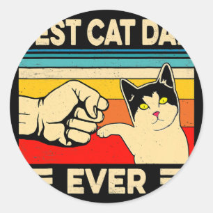 Best Cat Dad Ever Funny Cat Dad Father Vintage Classic Round Sticker