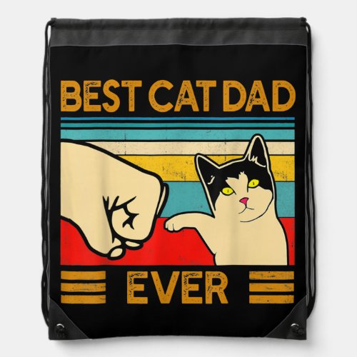 Best Cat Dad Ever Funny Cat Daddy Father Day Gift Drawstring Bag