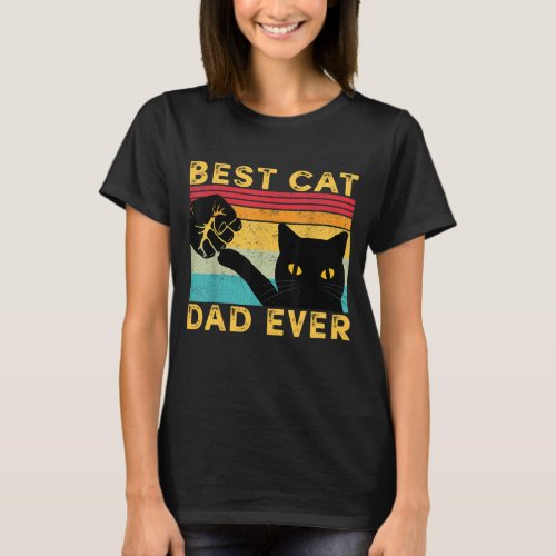 Best Cat Dad Ever Funny Cat Daddy Fist Bump Father T_Shirt