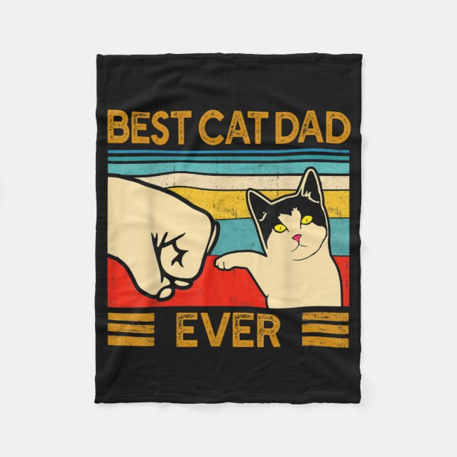 Best Cat Dad Ever Funny Cat Daddy Fleece Blanket (Front)