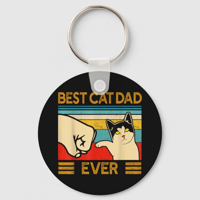 Best Cat Dad Ever Funny Cat Daddy Keychain (Front)