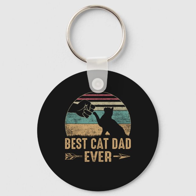 Best Cat Dad Ever Funny Daddy Cat Happy Keychain (Front)