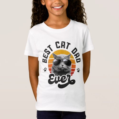 Best Cat Dad Ever Funny Daddy Fathers Day Retro V T_Shirt
