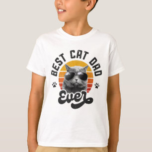 Best Cat Dad Ever Funny Daddy Father's Day Retro V T-Shirt