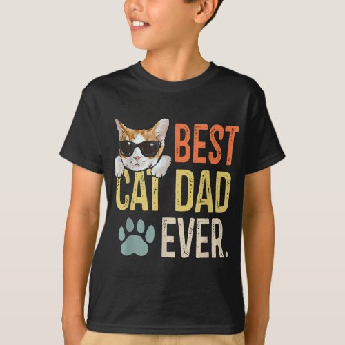 Best Cat Dad Ever Funny Retro Cat Lover Fathers Da T_Shirt