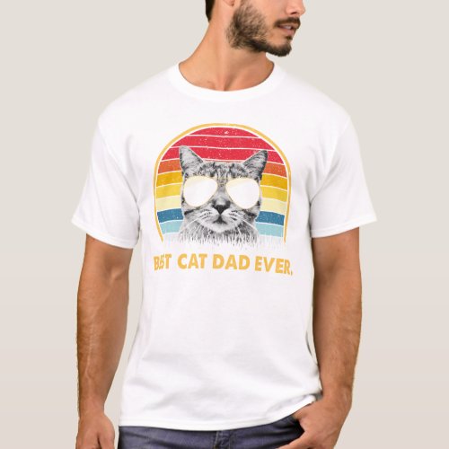 Best Cat Dad Ever Funny Retro Cat Lover Vintage T_ T_Shirt