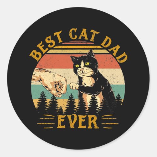 Best Cat Dad Ever Funny Tuxedo Cat Daddy Father Classic Round Sticker