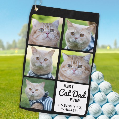 Best CAT DAD Ever _ Golfer _ Personalized 5 Photo Golf Towel