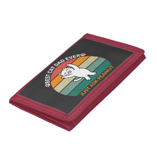 Best Cat Dad Ever Just Ask Peanut, funny cat dad Trifold Wallet