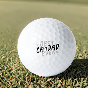 Best Cat Dad Ever Modern Black and Gray Grunge Golf Balls