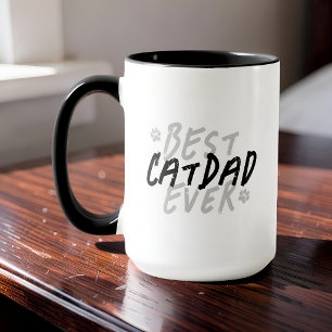 Best Cat Dad Ever Modern Black and Gray Grunge Mug