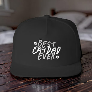 Best Cat Dad Ever Modern Black and Gray Grunge Snap Back Hat