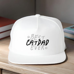 Best Cat Dad Ever Modern Black and Gray Grunge Snap Back Hat