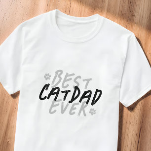 Best Cat Dad Ever Modern Black and Gray Grunge T-Shirt