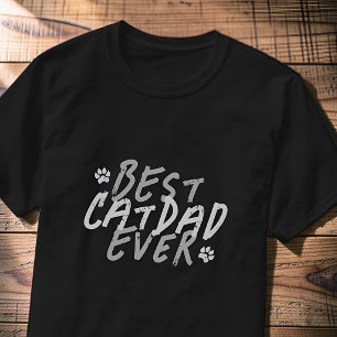 Best Cat Dad Ever Modern Black and Gray Grunge T-Shirt