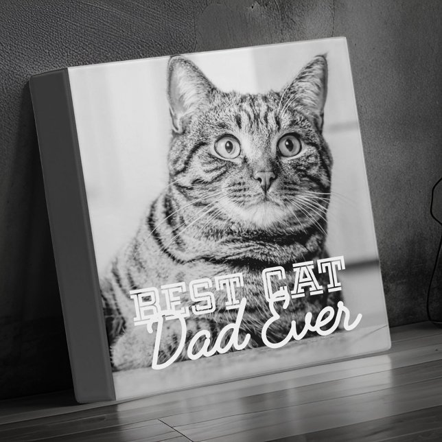 Best Cat Dad Ever Modern Custom Pet Photo 3 Ring Binder (Creator Uploaded)