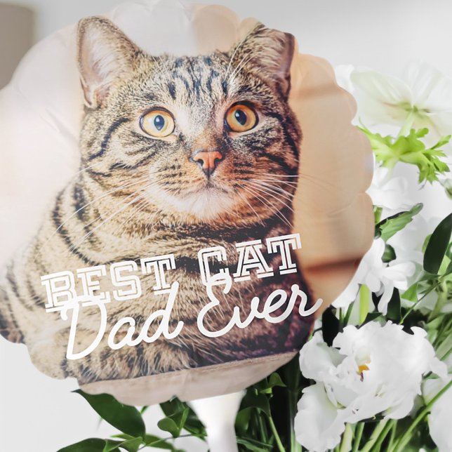 Best Cat Dad Ever Modern Custom Pet Photo Balloon (Creator Uploaded)