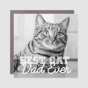Best Cat Dad Ever Modern Custom Pet Photo Car Magnet