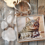 Best Cat Dad Ever Modern Custom Pet Photo Keychain<br><div class="desc">This simple and classic design is composed of serif typography and add a custom photo</div>