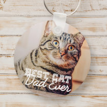 Best Cat Dad Ever Modern Custom Pet Photo Keychain