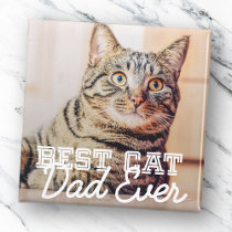 Best Cat Dad Ever Modern Custom Pet Photo Magnet