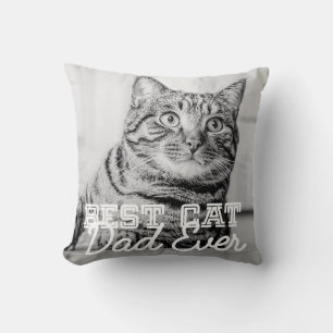 Best Cat Dad Ever Modern Custom Pet Photo Throw Pillow