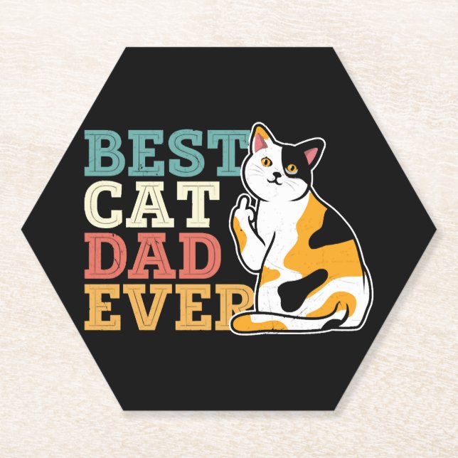 Best Cat Dad Ever            Paper Coaster (Front)