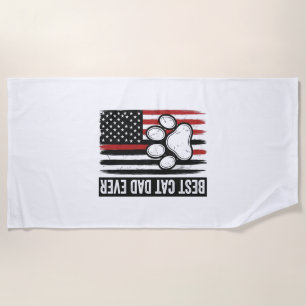 Best Cat Dad Ever Patriotic Paw Flag Design_1 Beach Towel