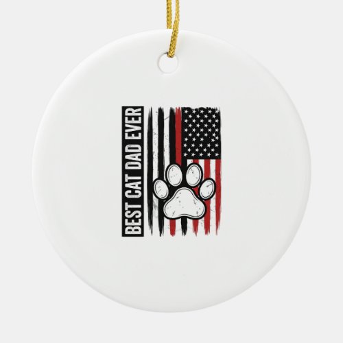 Best Cat Dad Ever Patriotic Paw Flag Design_1 Ceramic Ornament