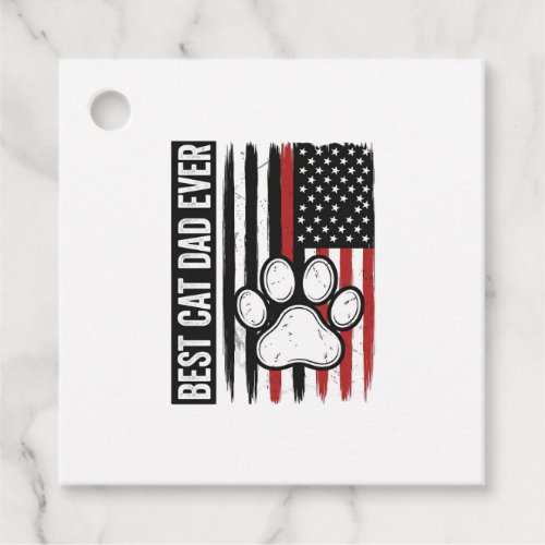 Best Cat Dad Ever Patriotic Paw Flag Design_1 Favor Tags