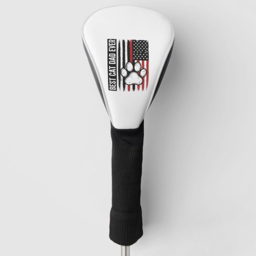 Best Cat Dad Ever Patriotic Paw Flag Design_1 Golf Head Cover