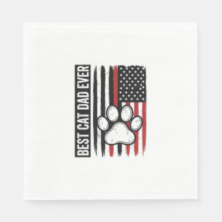 Best Cat Dad Ever Patriotic Paw Flag Design_1 Napkins