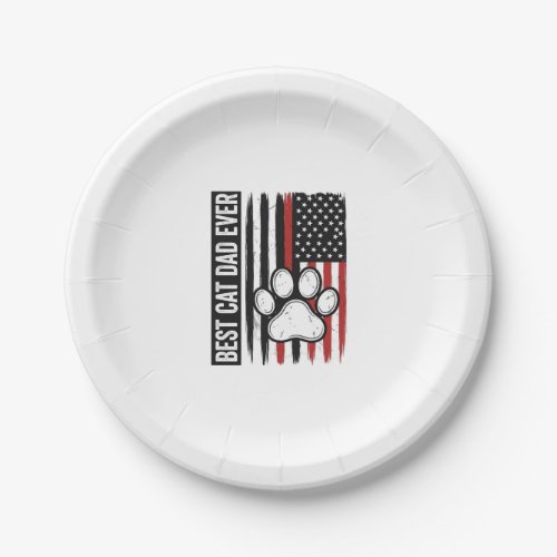 Best Cat Dad Ever Patriotic Paw Flag Design_1 Paper Plates